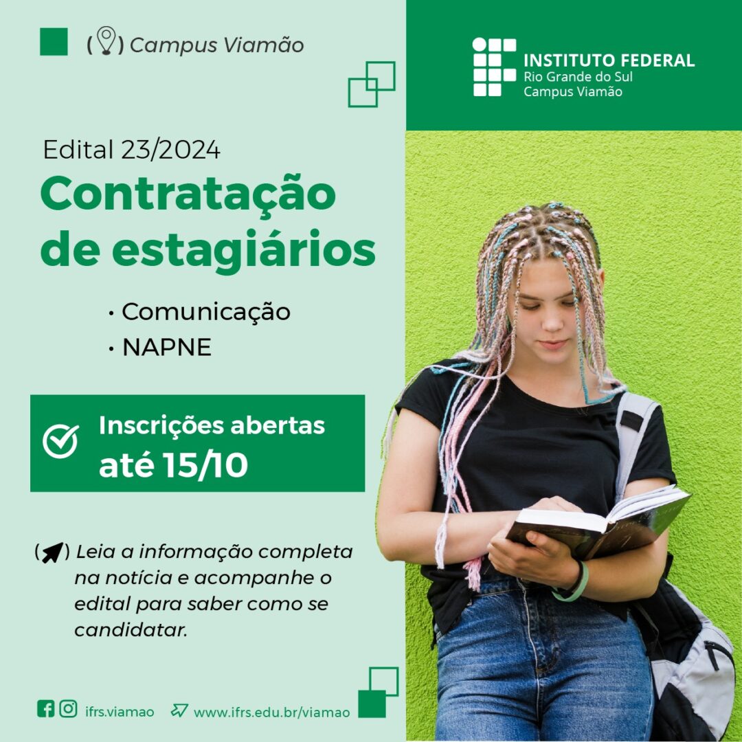 Inscrições para estágios no IFRS Campus Viamão